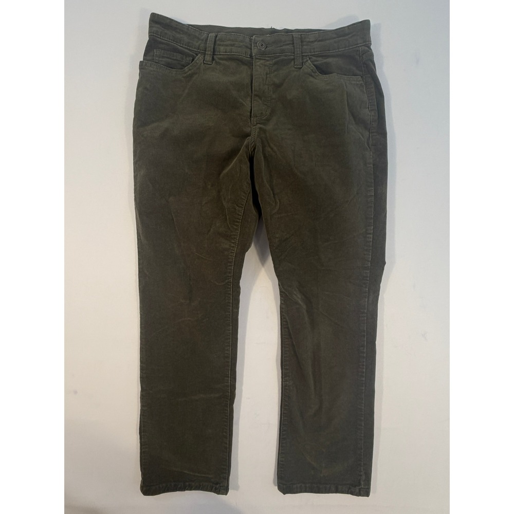 St. John's Bay Straight Leg Pants Women 12P Olive Green Excellent Corduroy